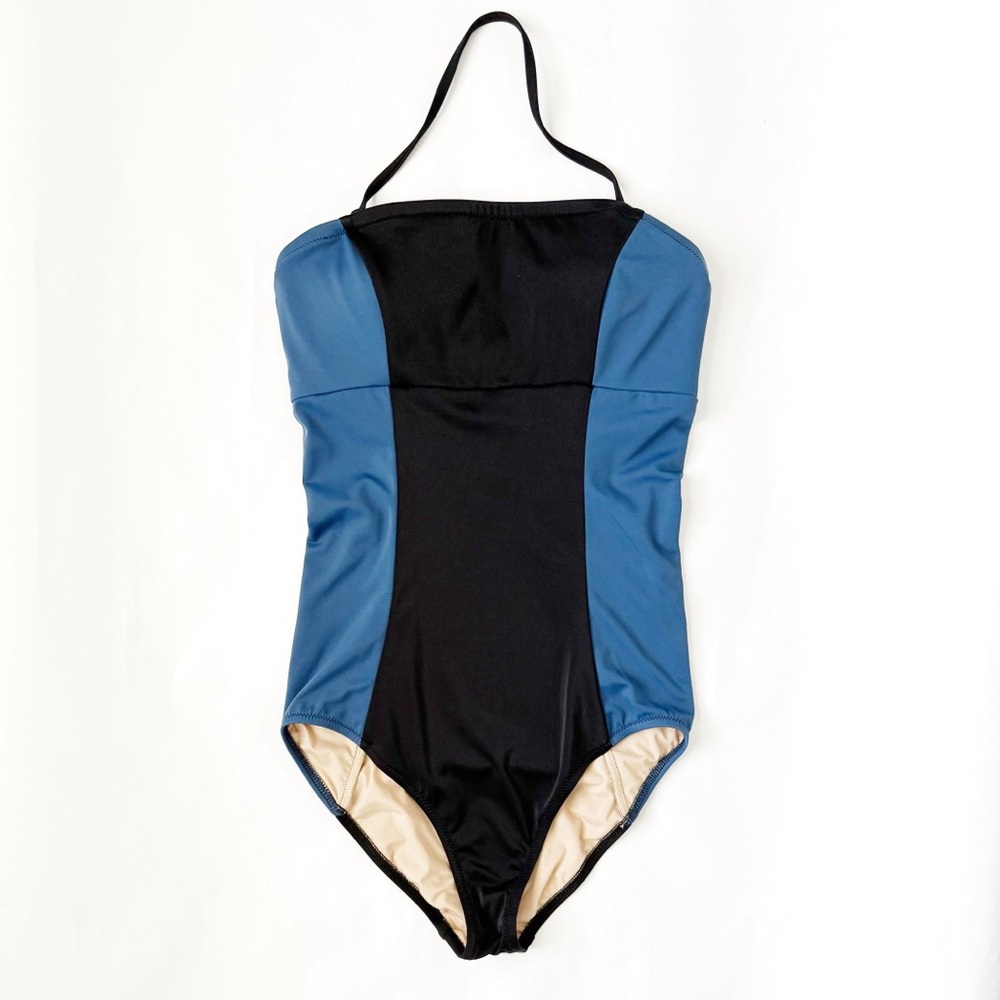 NEW J.CREW Color Block Bandeau Swimsuit - Size 6 Long torso